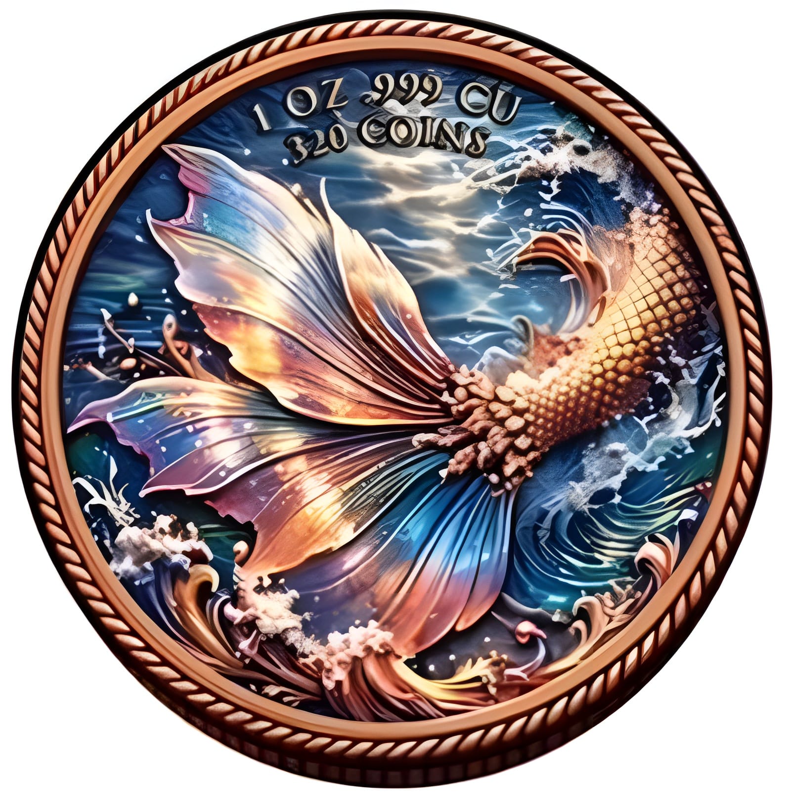 Ocean's Eternal Love Mermaid 1 oz Copper
