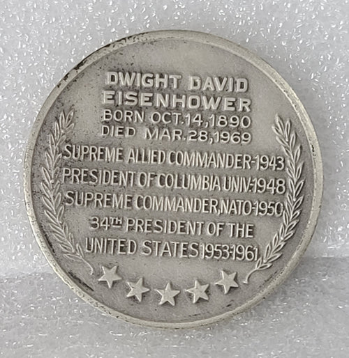 1969 Dwight D Eisenhower 92.5 Silver Commemorative Medal 1.25oz ASW