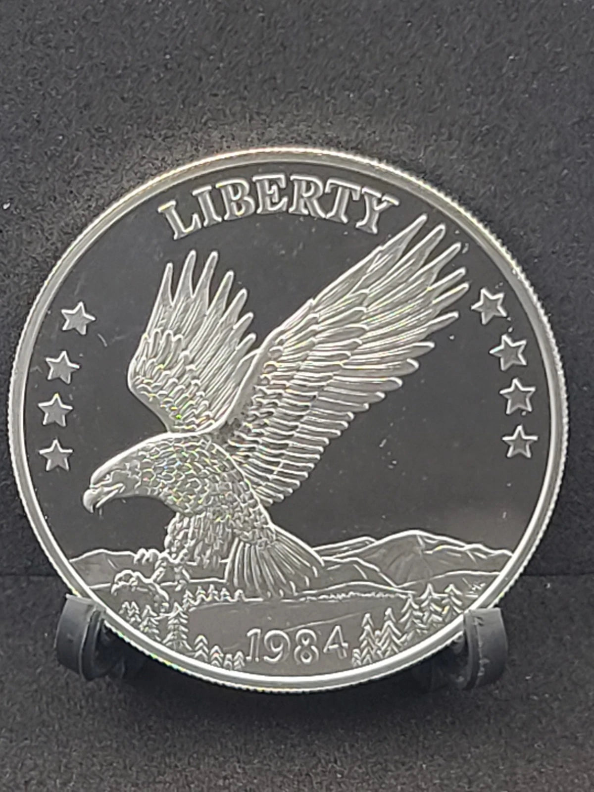 1984 Olde New England Mint Double Eagle Proof Round 1 Troy oz.999 Silver/Capsule