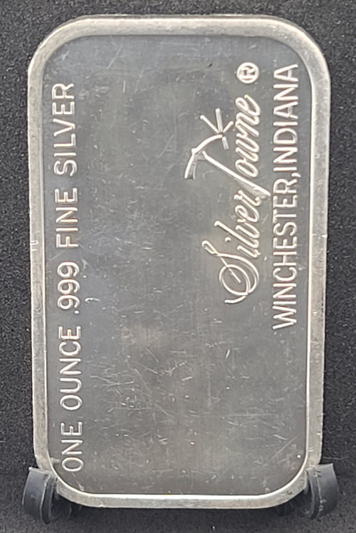 1987 Silver Towne Merry Christmas Santa Face Silver Art Bar