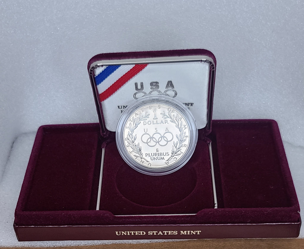 1988 US Olympics Proof Silver Dollar Coin With Box and COA