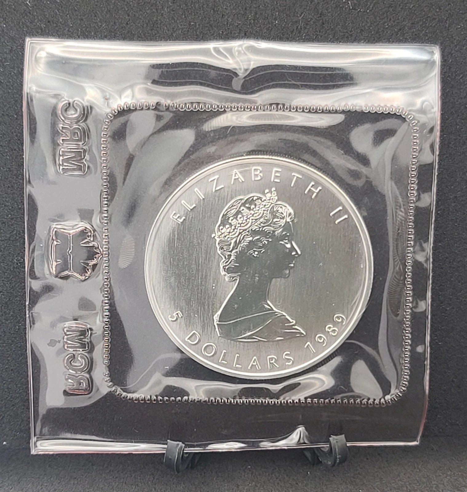 1989 1 oz Canadian Silver Maple Leaf $5 Coin .9999 Fine Silver