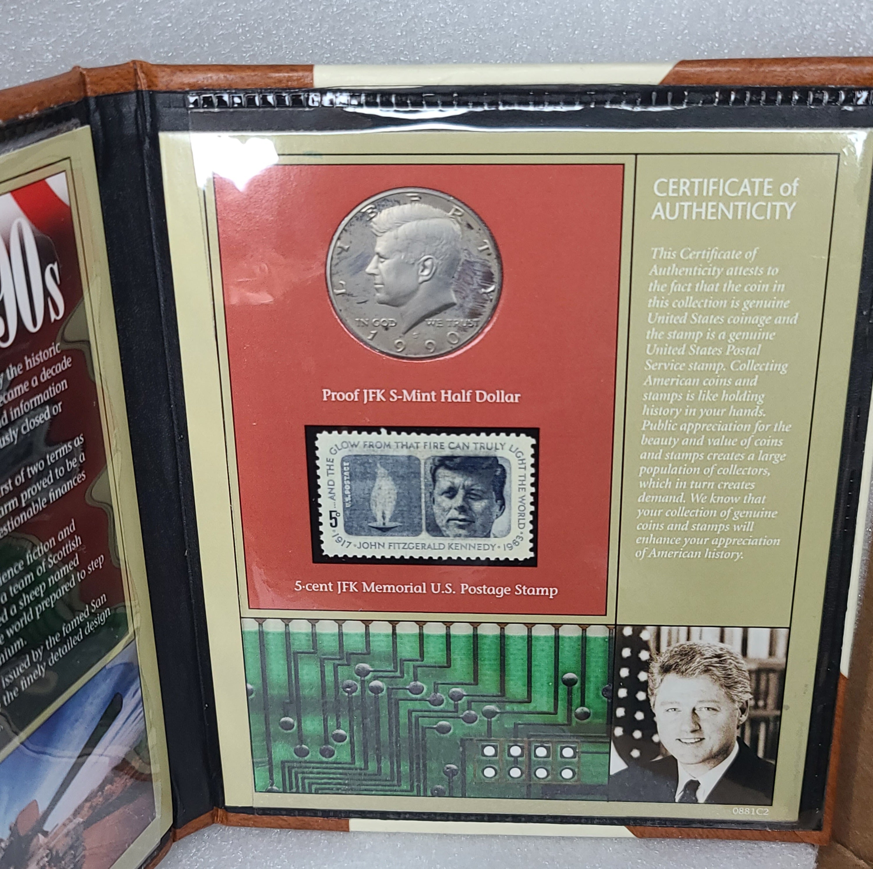 1990's Commemorative Coin & Stamp JFK Kennedy Half Dollar & Stamp 1992