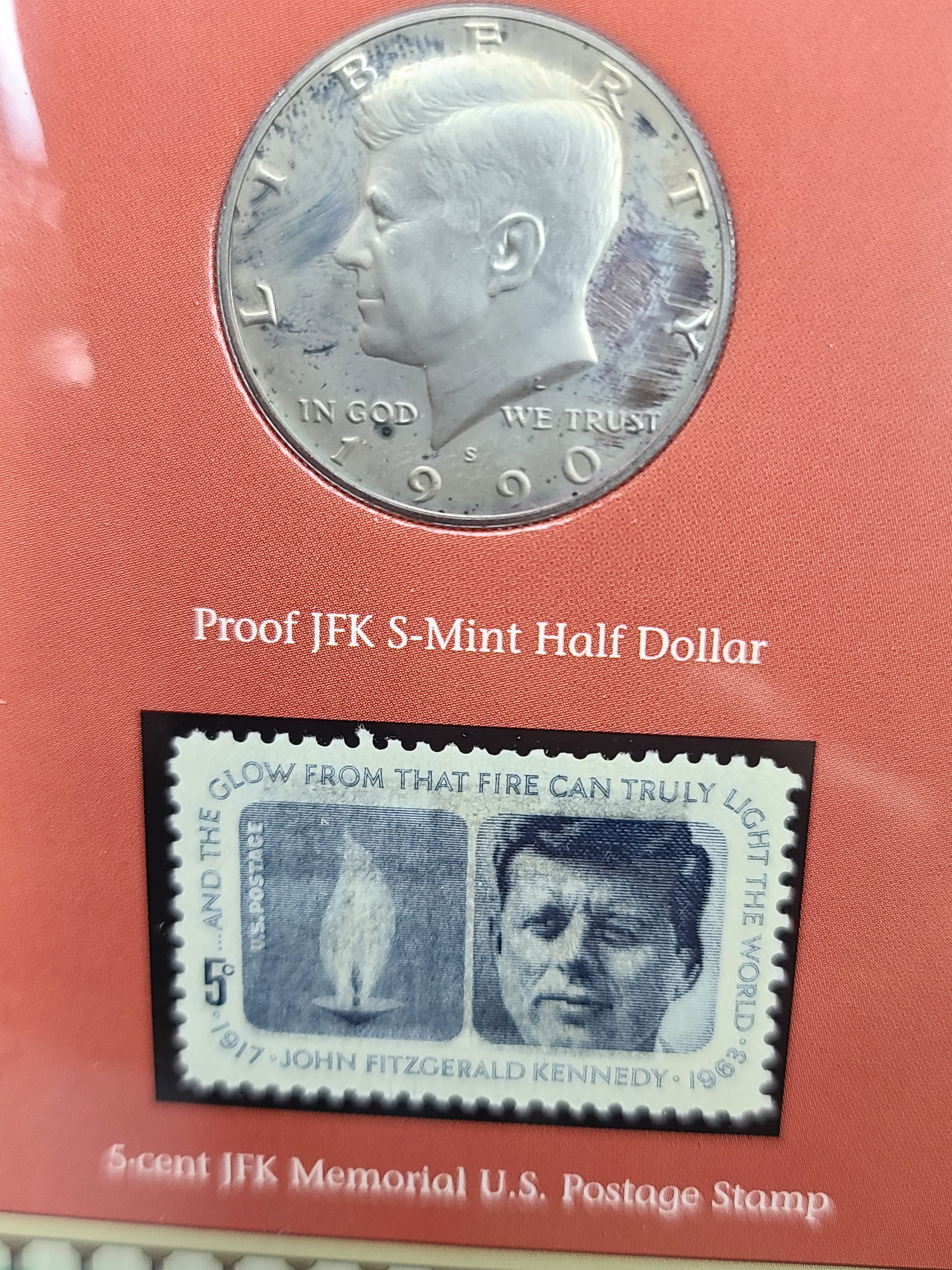 1990's Commemorative Coin & Stamp JFK Kennedy Half Dollar & Stamp 1992