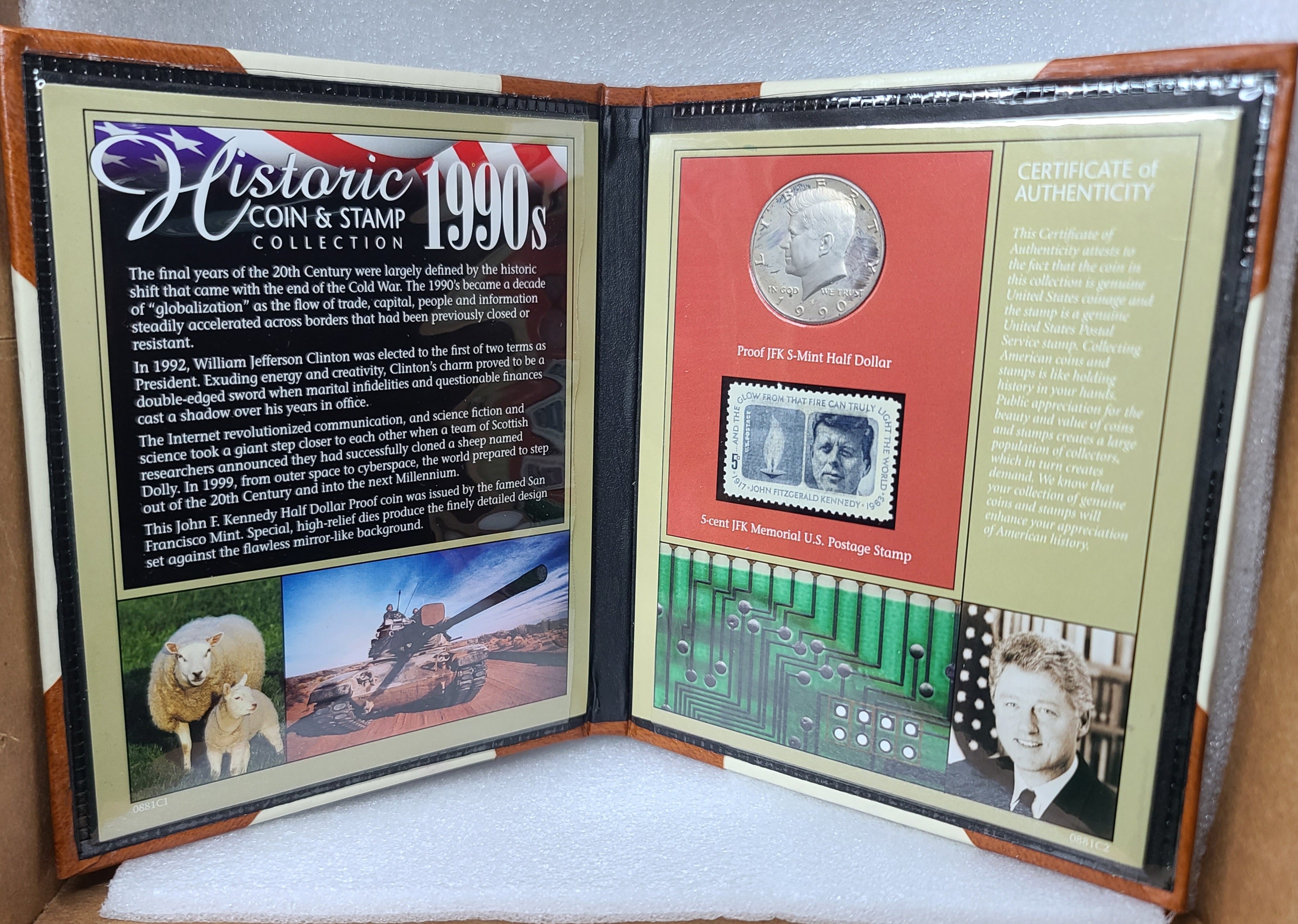 1990's Commemorative Coin & Stamp JFK Kennedy Half Dollar & Stamp 1992