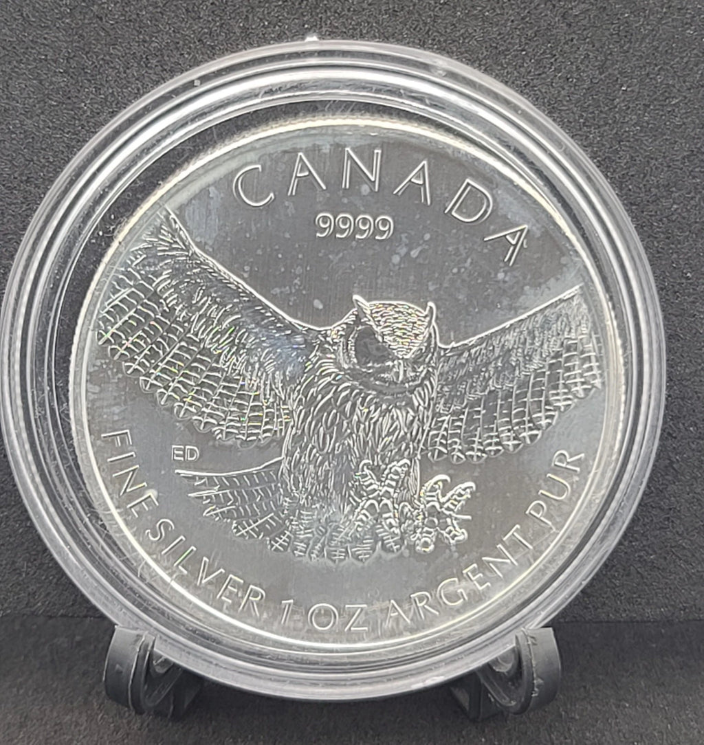 2015 Canadian Owl $5 1 oz .9999 Fine Silver Reverse Proof-Like Coin "Beautiful"