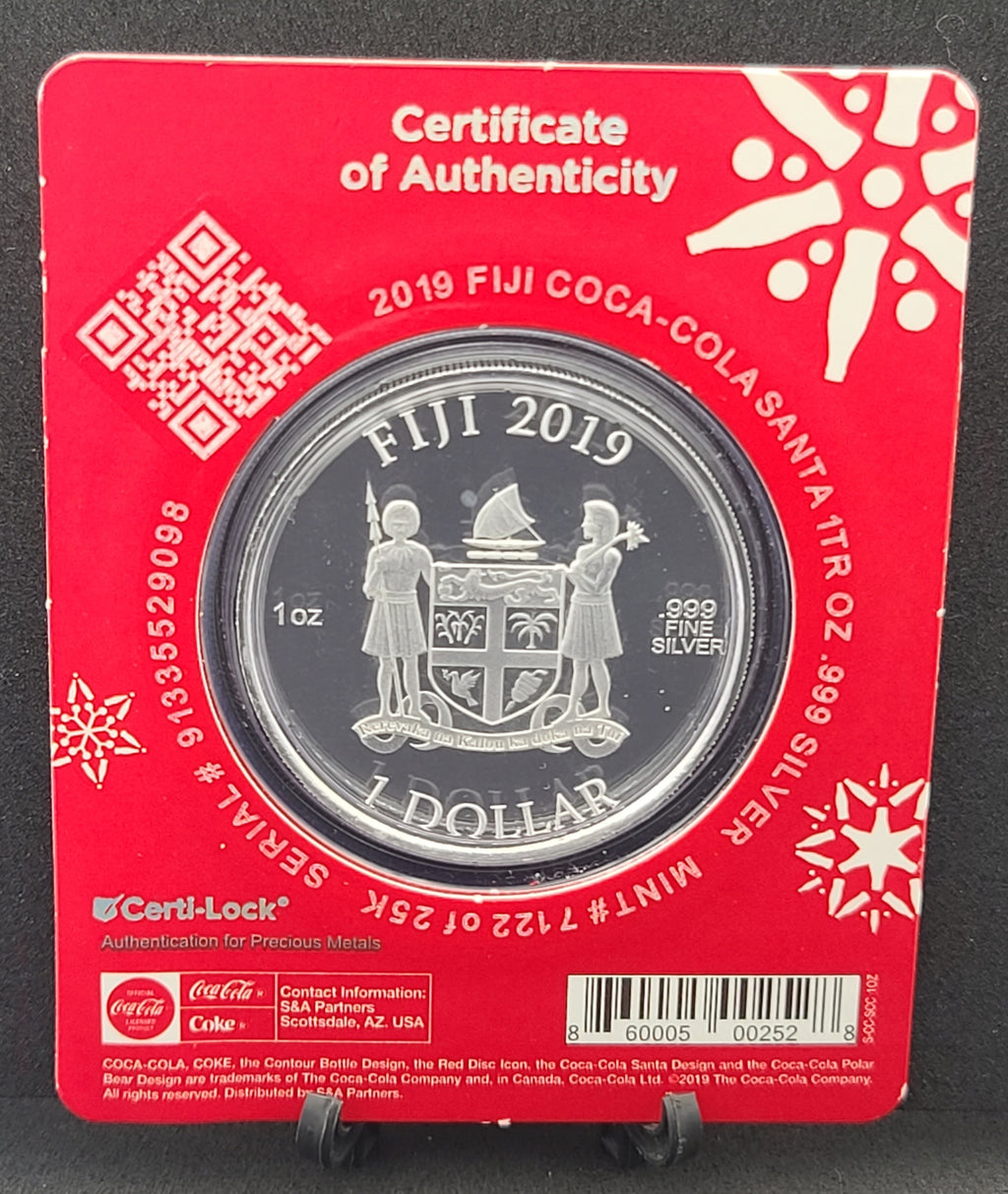 2019 1oz .999 Silver Coca-Cola® Holiday Coin - Limited Mintage Collectible