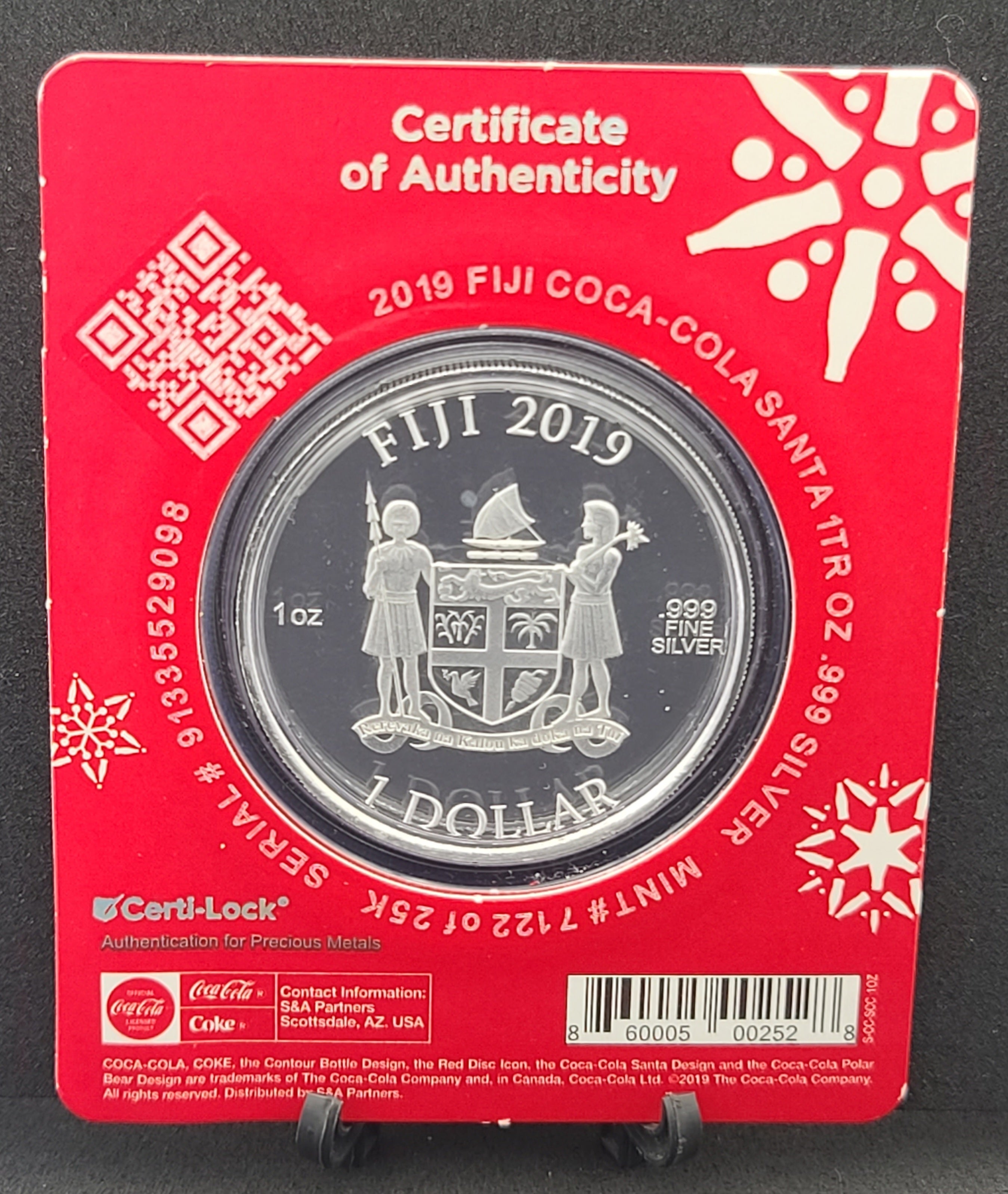 2019 1oz .999 Silver Coca-Cola® Holiday Coin - Limited Mintage Collectible