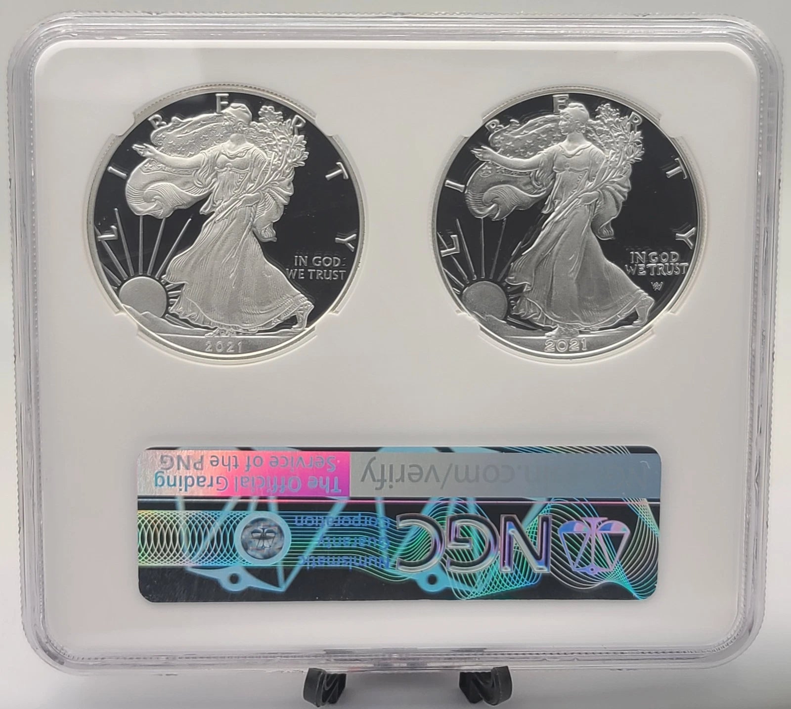 2022 & 2021 W NGC PF70 $1 Type 1 & 2 T2 T1, Silver Eagle Congratulations Set