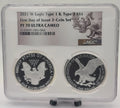 2022 & 2021 W NGC PF70 $1 Type 1 & 2 T2 T1, Silver Eagle Congratulations Set