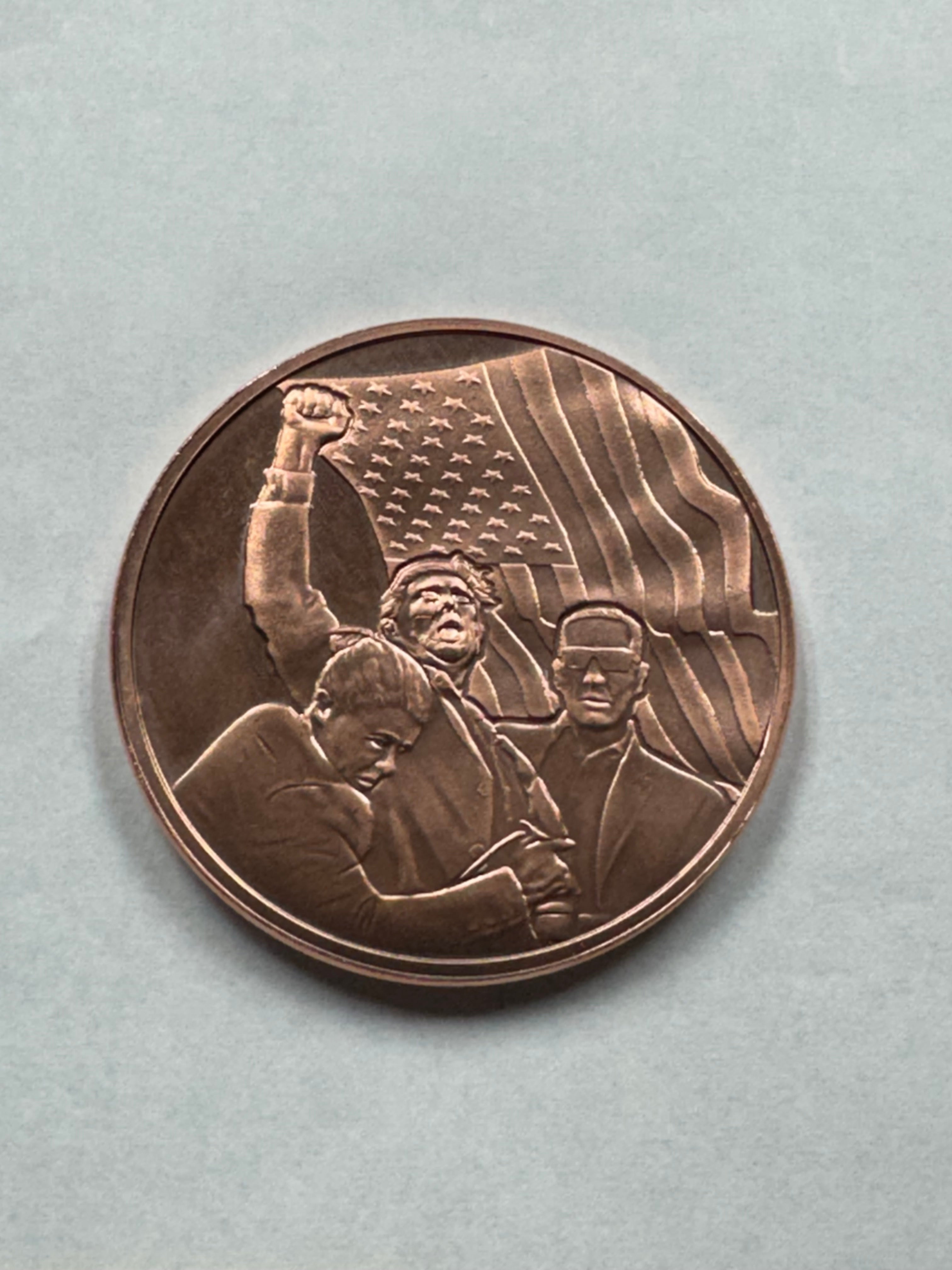 DONALD TRUMP FIGHT! .999 1 OZ COPPER BULLION ROUND