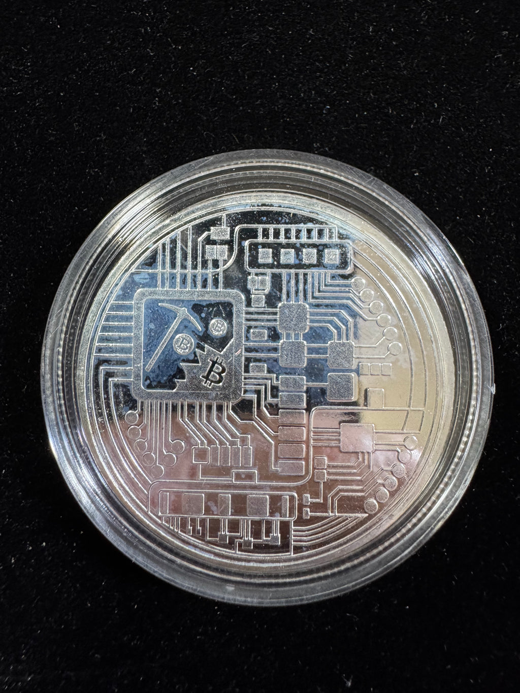 Bitcoin 1 Troy Ounce .999 Fine Silver Round UNC Bitcoin mining reverse