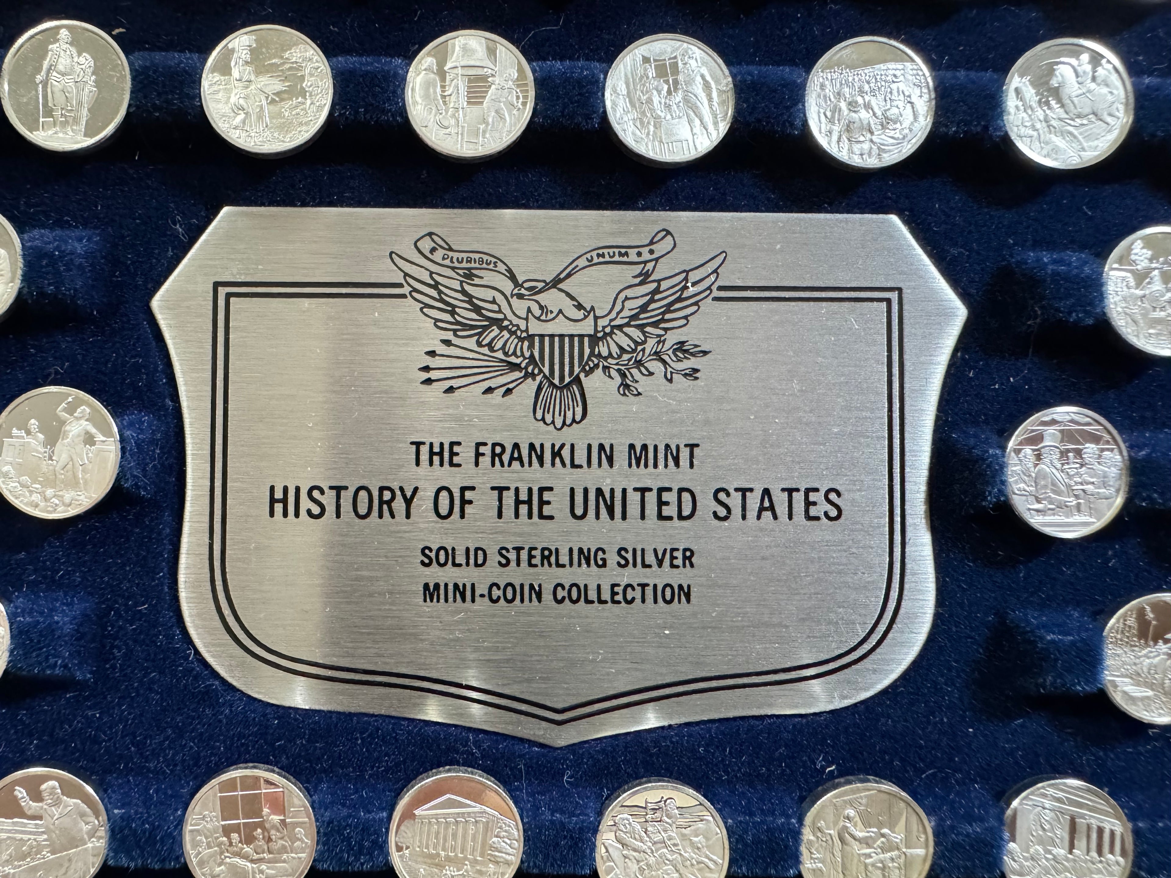 Franklin Mint History the United States Solid Sterling Silver 200 mini coins 11 oz