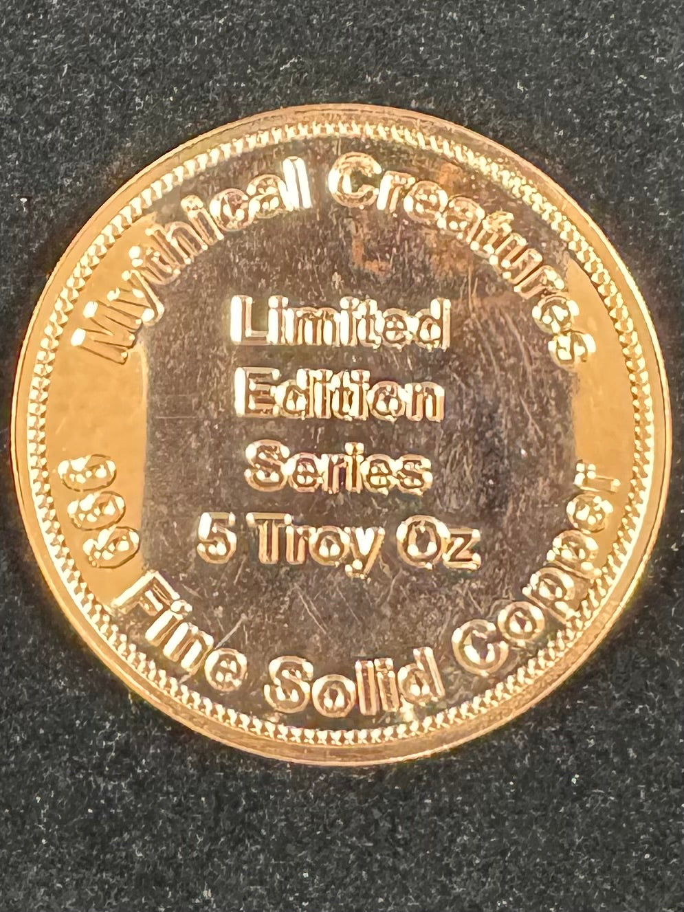 5 Oz .999 Copper Limited Edition Colorized Mythical Creature Set In Capsule