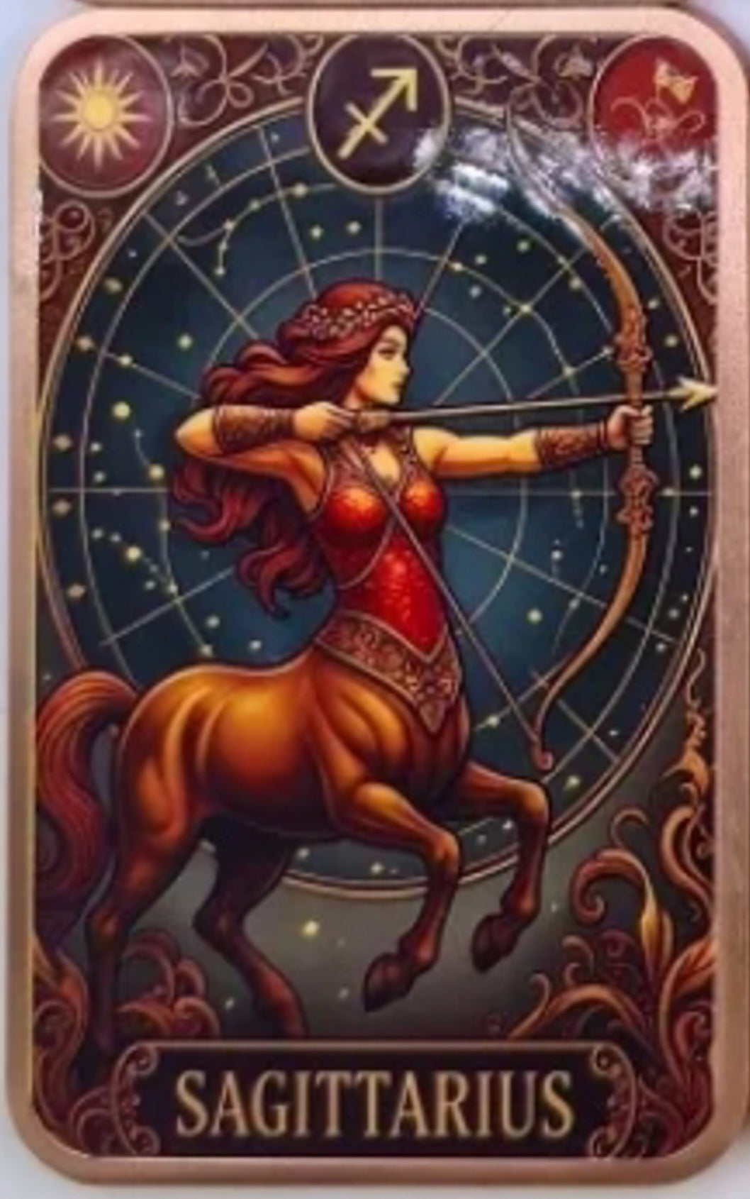 5oz Copper Vintage Sagittarius Zodiac Astrology Art Bar in Capsule