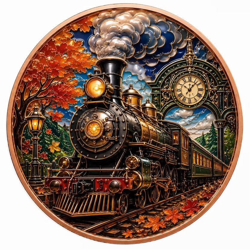 Autumn Express Train Ultra High Relief Copper Coin 5oz .999