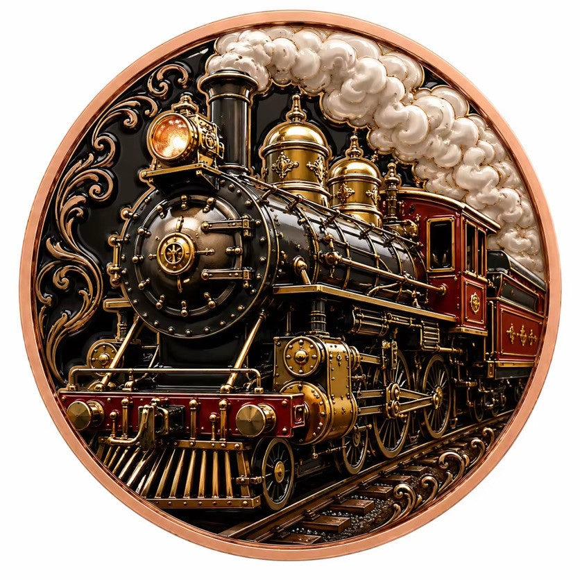 Big Red Express Train Ultra High Relief Copper Coin 5oz .999 Fine