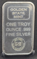 Vintage 1 oz .999 *FINE SILVER BAR One Troy Ounce GOLDEN STATE MINT