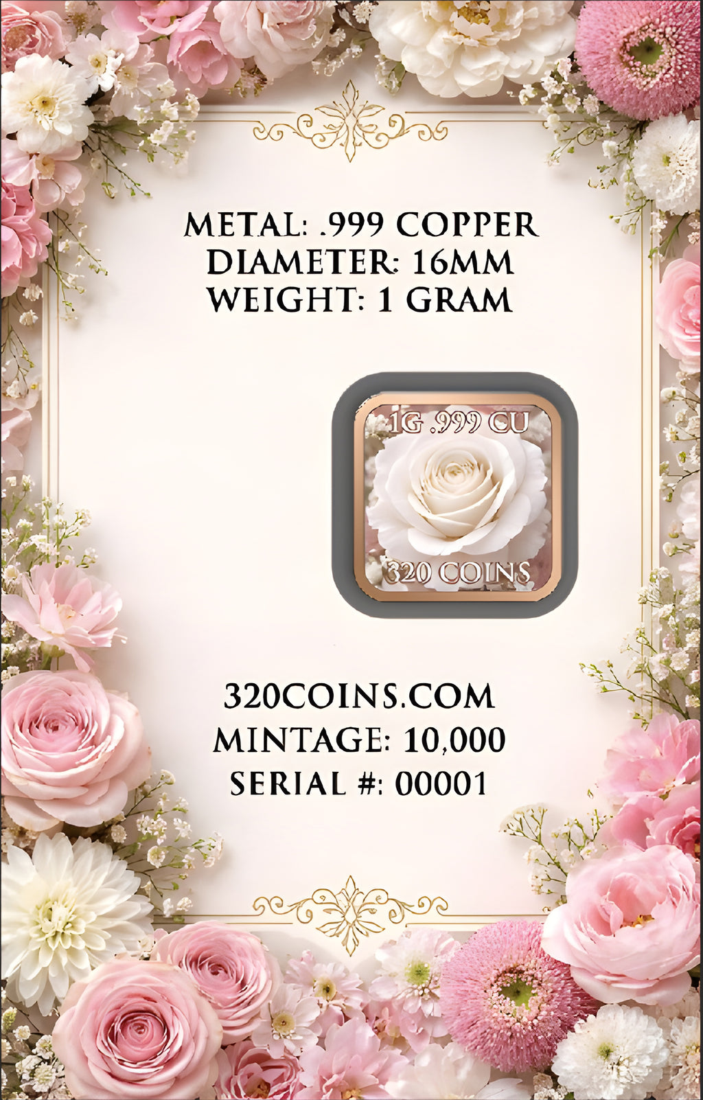Pretty in Pink 1g .999 Copper Card