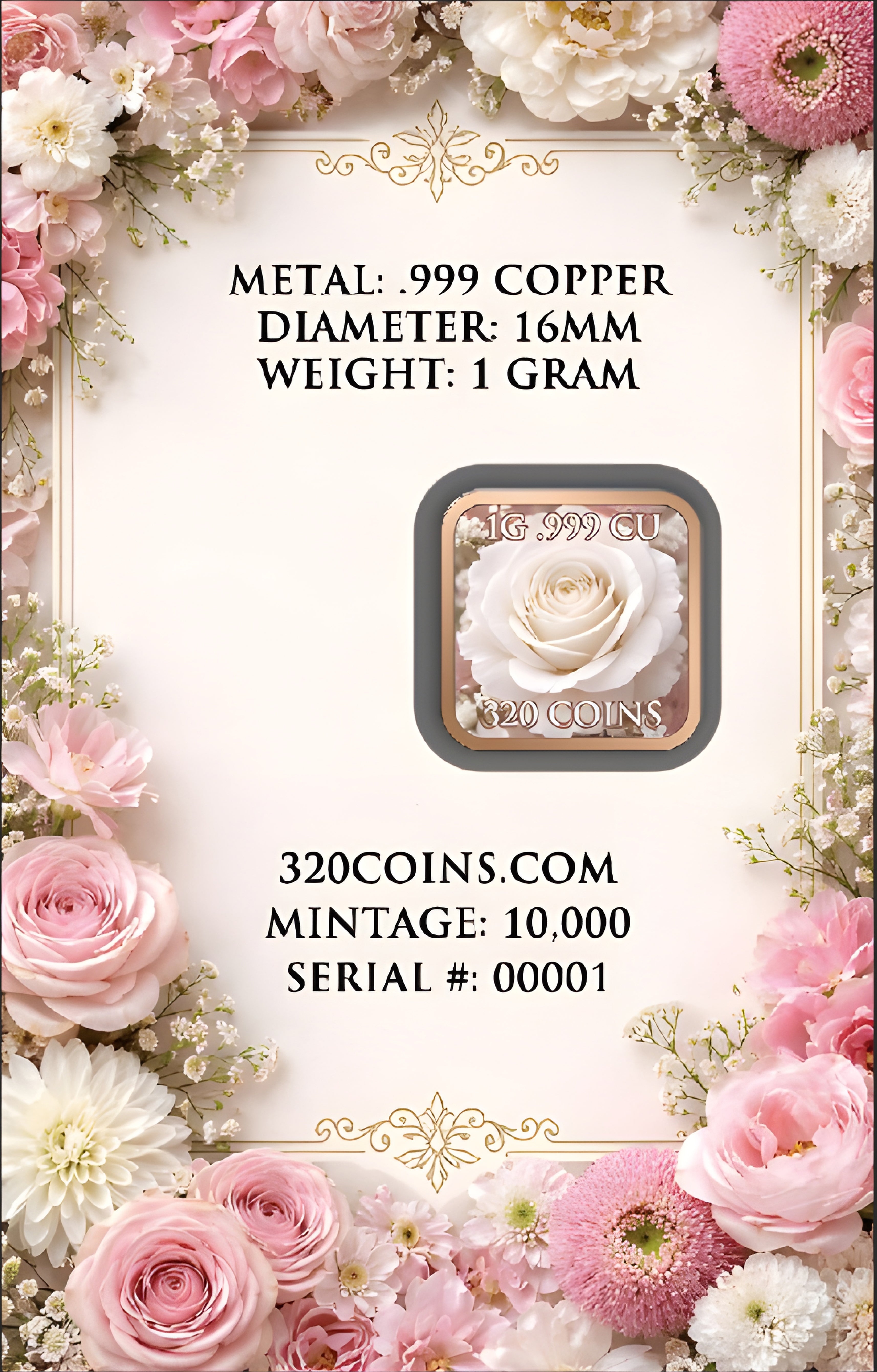 Pretty in Pink 1g .999 Copper Card